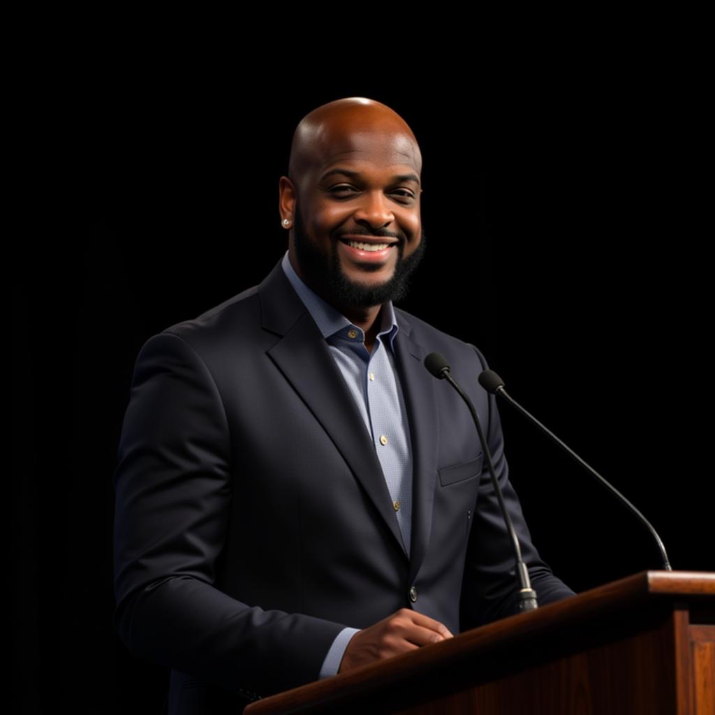 Marcus ‘Duke’ Hardy, CEO of Marathon Fiber Group, speaking at a podium